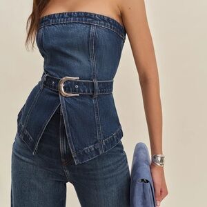 NWT Reformation Collins Denim Top